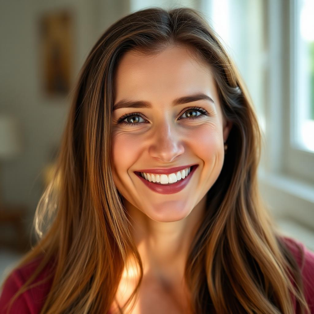Smiling woman with thick healthy hair